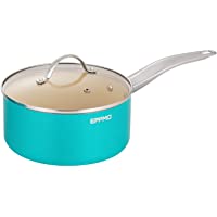 Los mejores  - EPPMO 2.7L -20cm Cacerola Antiadherente de Cerámica con Tapa- Cazo Azul de Aluminio para Lavavajillas y Horno- Apta para…